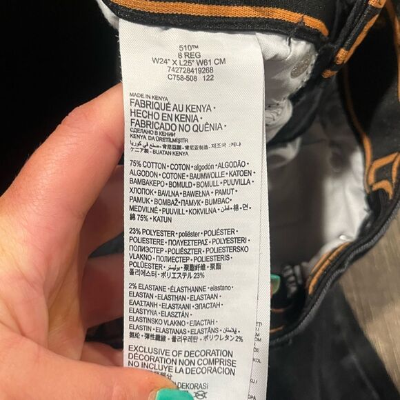 Levi's Big Boys 510 Skinny-Fit 365 Performance Jeans Mid Rise Denim Black Size 8 - Picture 6 of 10